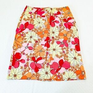 Talbots Flower Printed Pencil Skirt Front Pockets SZ6
